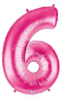 1 Folienballon Zahl 6  pink 